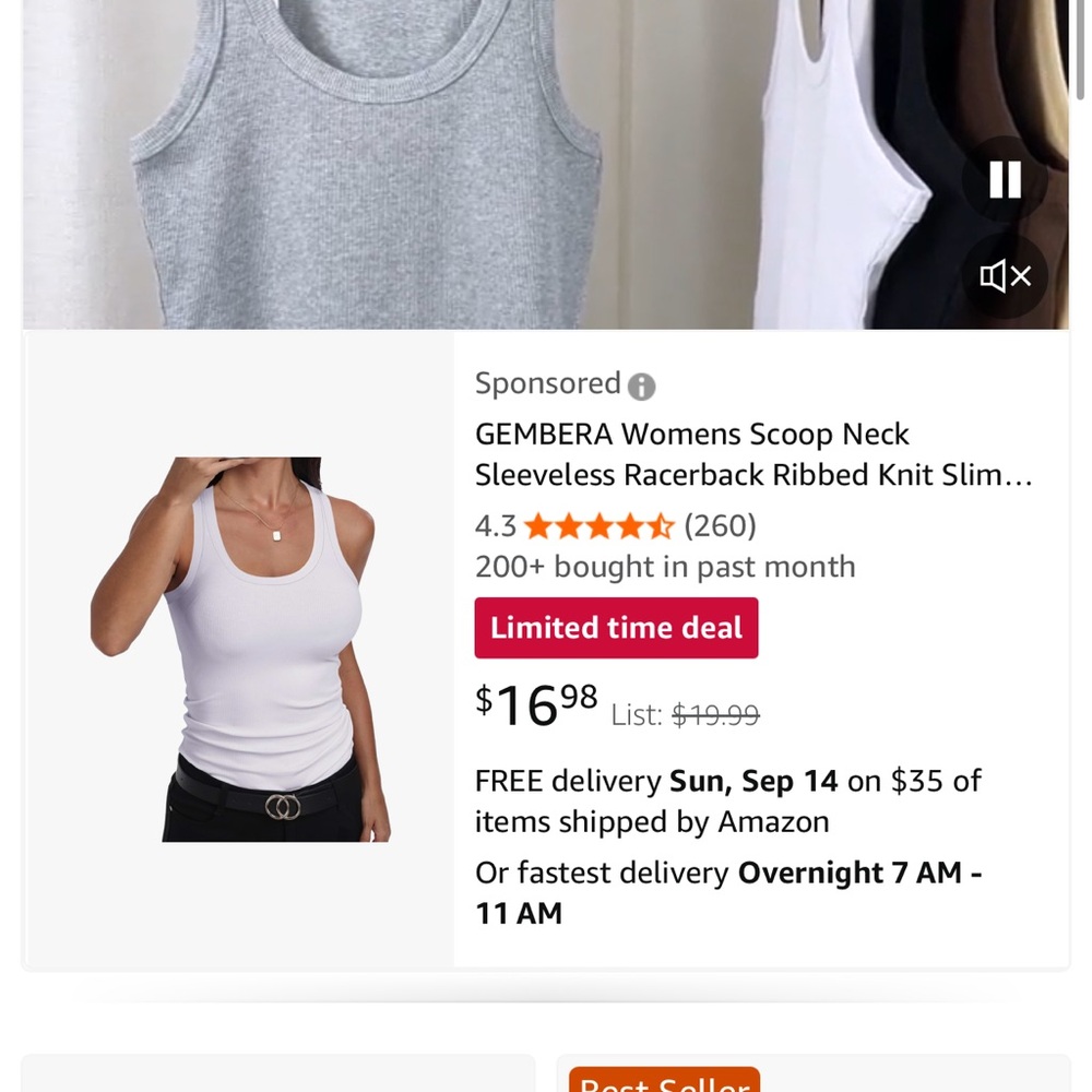 Black Ribbed Tank Top - Picture 2 of 5